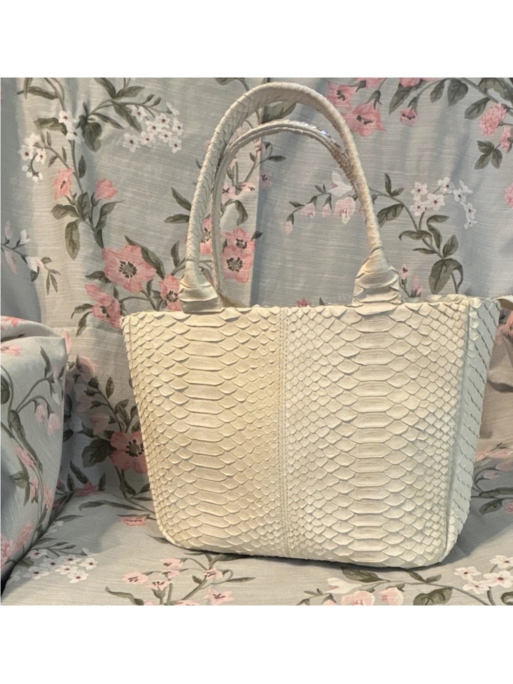 Paige Gamble Ivory Python Handbag Zipper Neutral Quiet Luxury Elegant